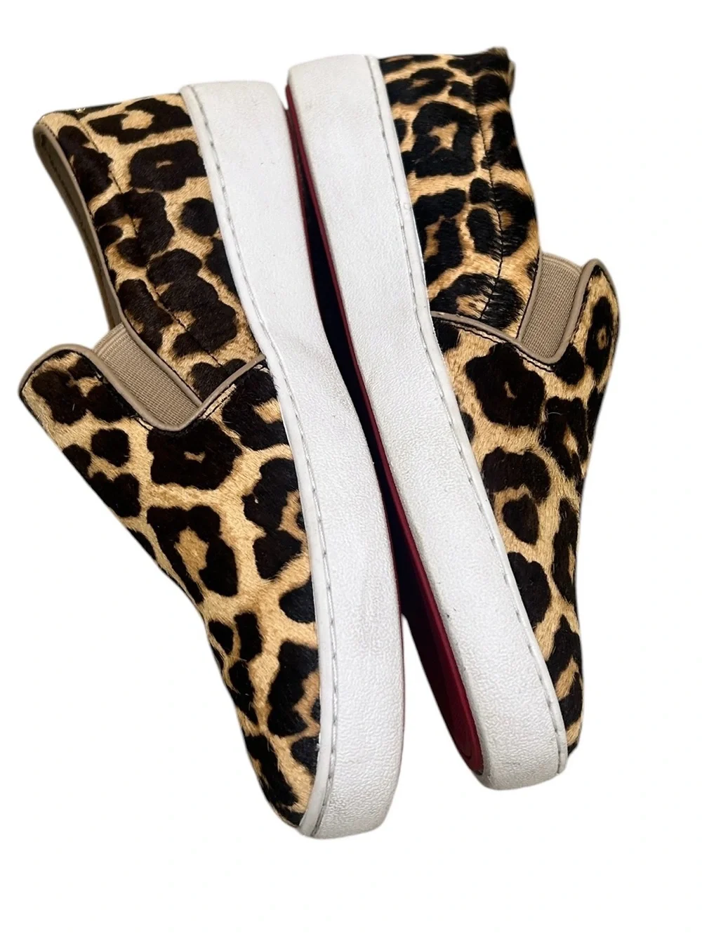 Michael Kors Leopard-Print Slip-On leather cowhide fur sneakers Tan & Black 6